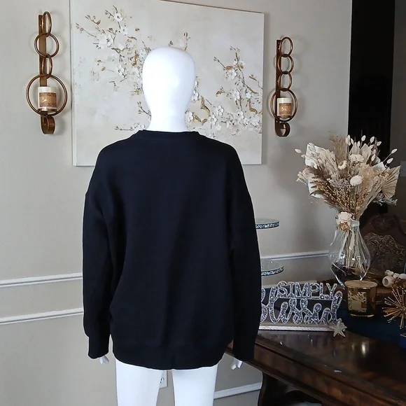 Victoria's Secret Angel Rhinestones Logo Women's Black Fleece Sweatshirt. Size M - Picture 7 of 17